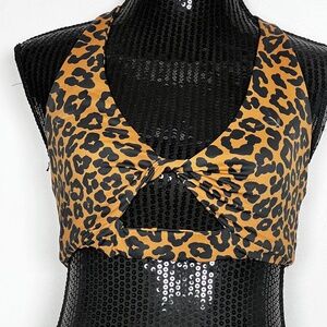 Beach Riot Leopard Print Cutout Bralette in Tan and Black